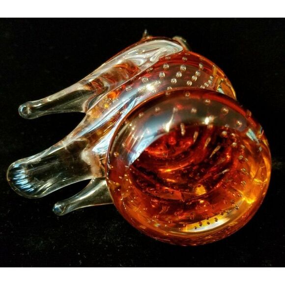 Vtg Bullicante Art Glass Owl Controlled Bubble Orange Millefiori Mid Century Mod - Picture 4 of 5